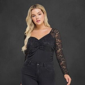 Plus Black Lace Bodysuit